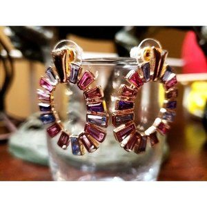 New Christian Siriano New York multicolor glass hoop earring
